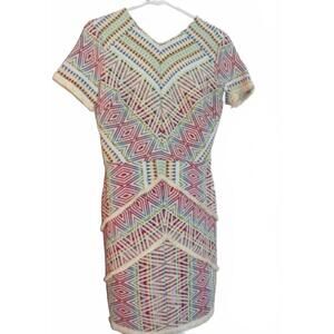 ADELYN RAE Geometric Patterned Short Sleeve Summer Dress S